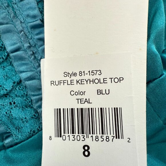 Nanette Lepore | Ruffle Keyhole Silk Top - Picture 9 of 11